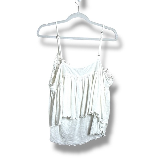 NWT Free People Kayla Lace Trim Tank Ivory Size Large - Picture 7 of 7